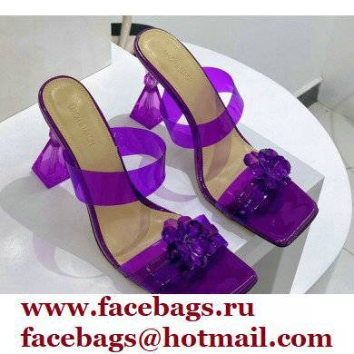 Mach & Mach Heel 9.5cm Rose Flower Mules PVC Purple 2022